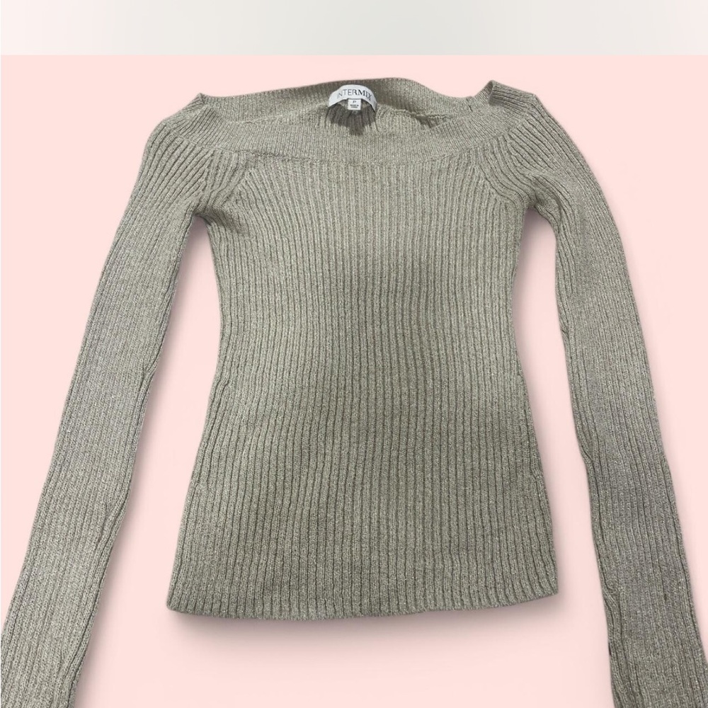Intermix Women's Gold Ribbed Sweater
